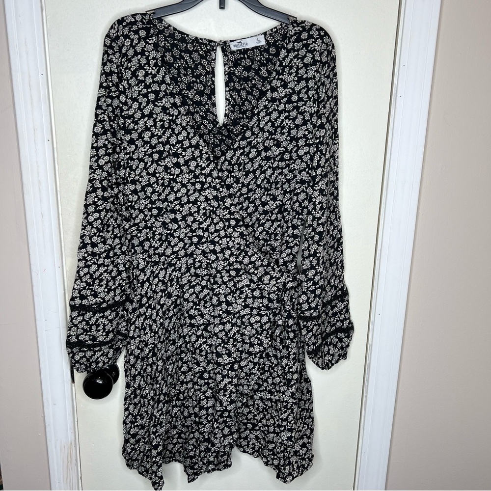 Hollister Floral Print Long Sleeve Wrap Dress